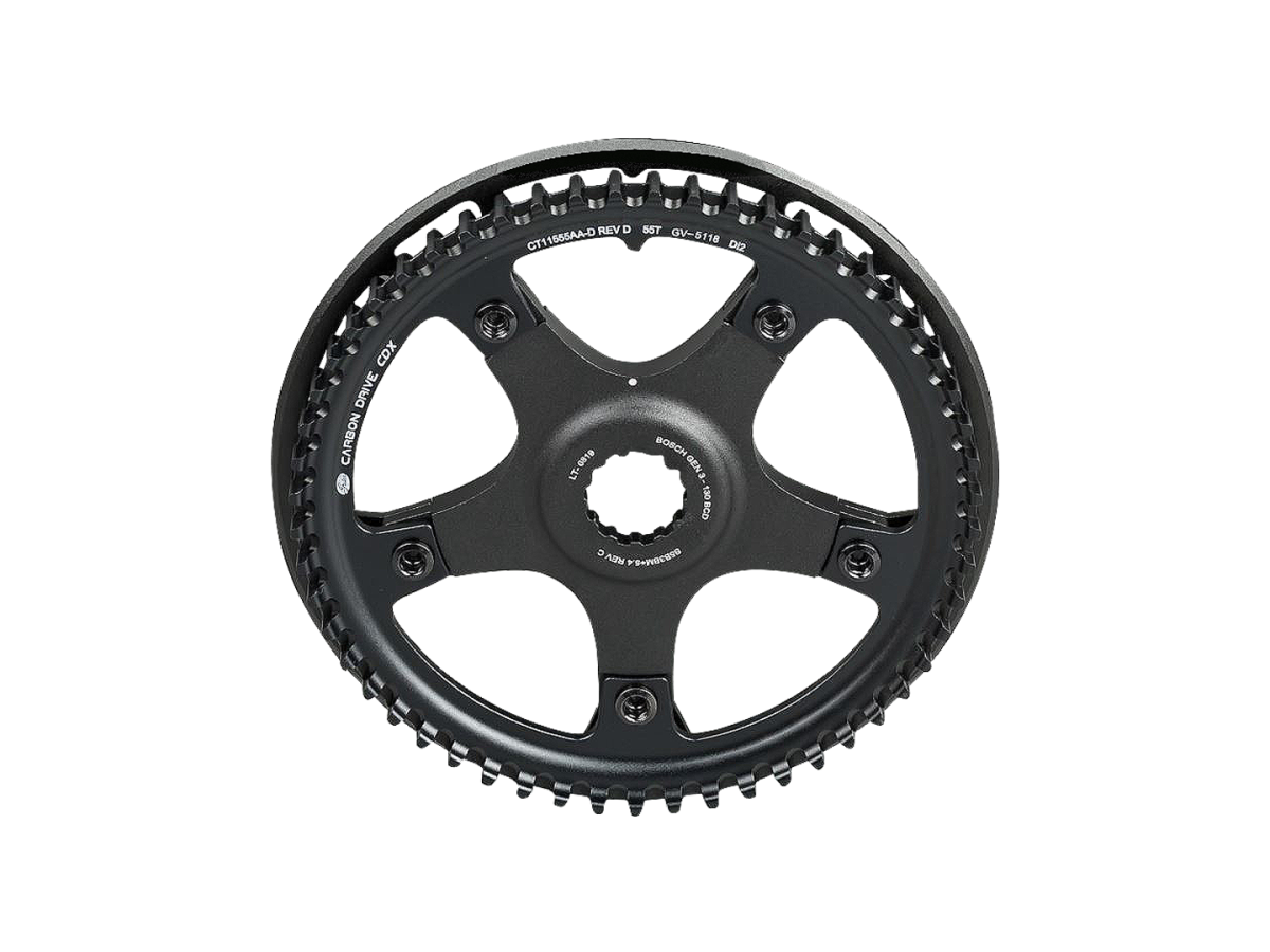 Gates Belt CDX 55T Chainring With Bosch Gen 5 Spider & Bashguard